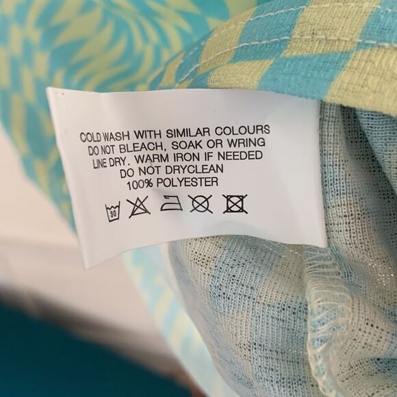 It’s Now Cool S Hippie Sheer Cover Up Pop Dress Lime Wave Cheque Green Checkered - Picture 5 of 7